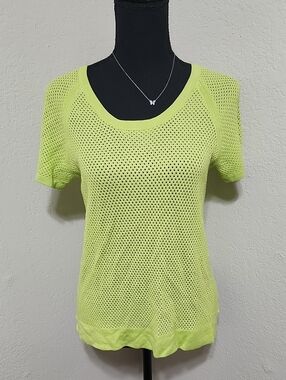 Rag & Bone/JEAN Bright Green Mesh Open Knit Short Sleeve Top Coverup - Sz XS